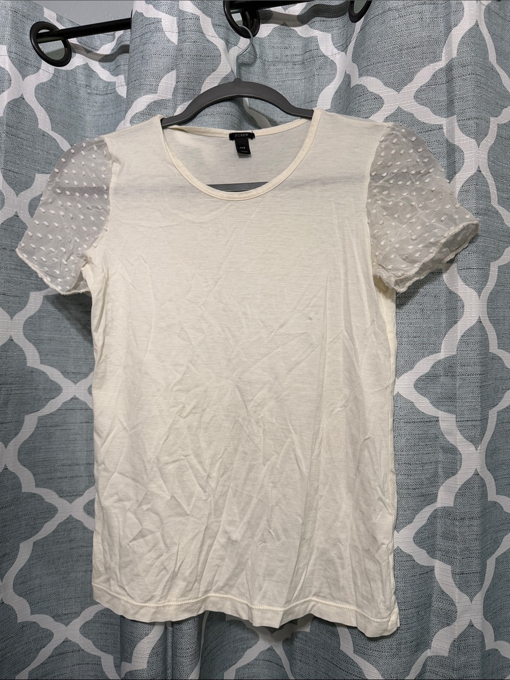 J. Crew Ivory Swiss Dot Puff Sleeve Tee